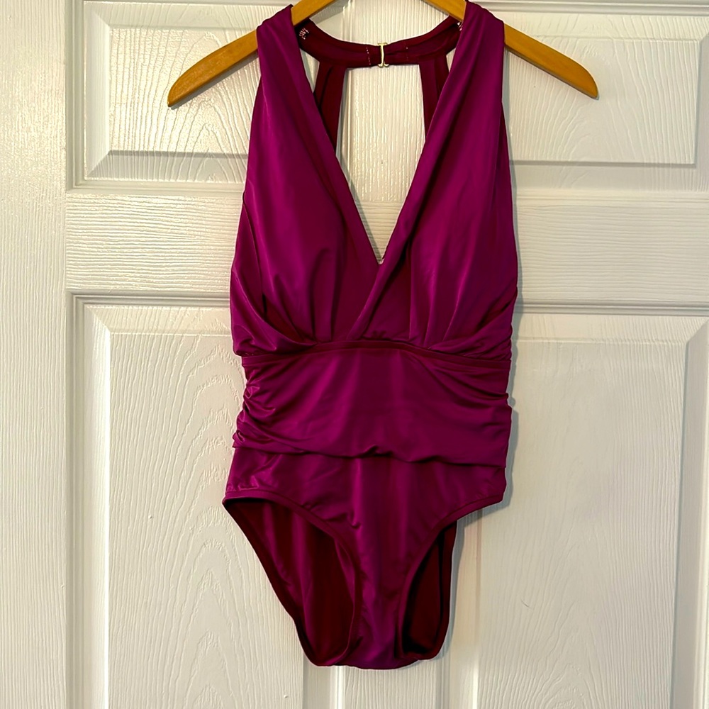 Badgley Mischka Deep V one piece swimsuit - size 10